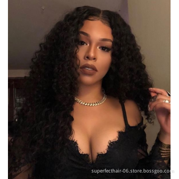 Superfect 100% Raw Virgin Brazilian Human Hair Wig Curly HD Transparent Lace Wig Pre Plucked Lace Front Wigs for Black Women